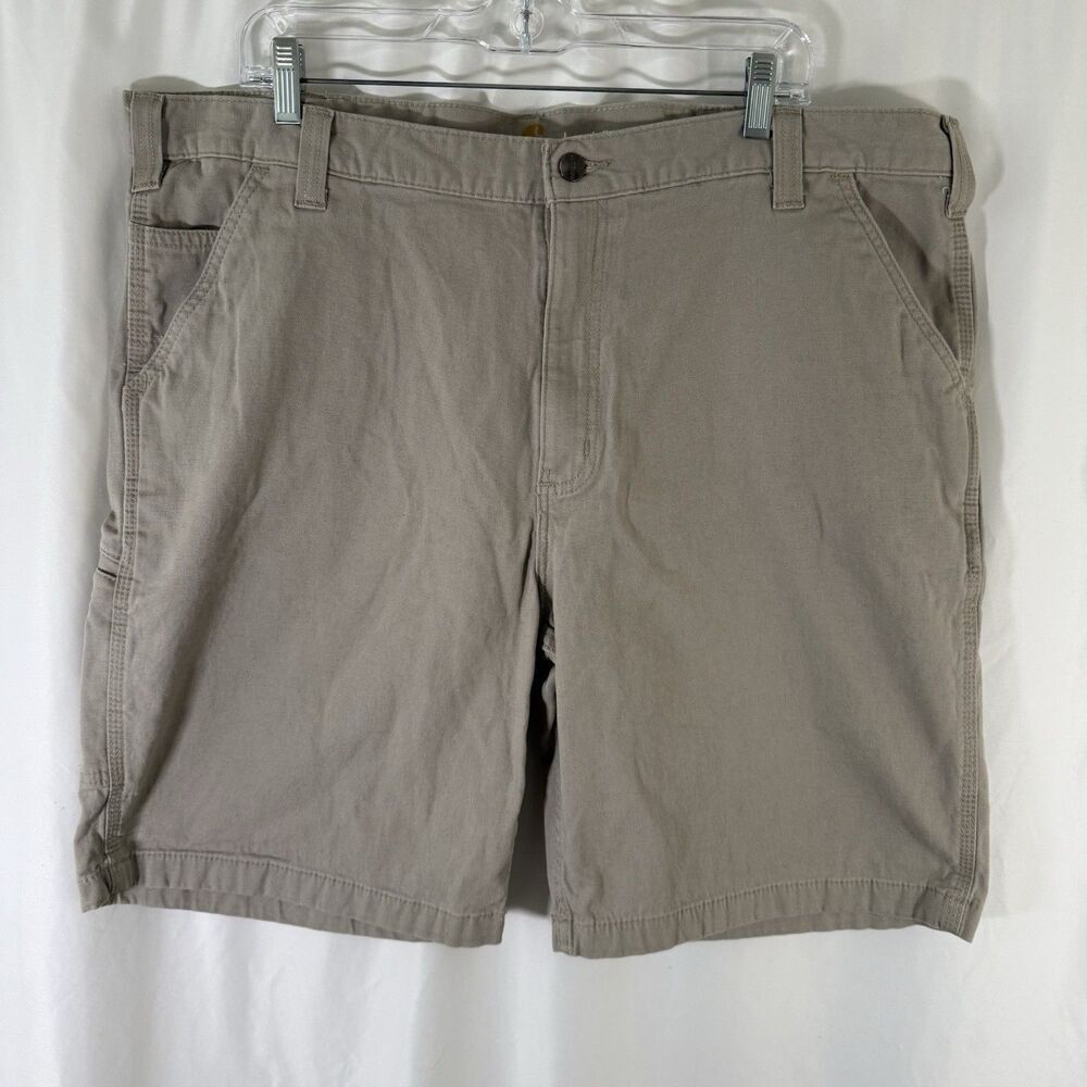 Carhartt Shorts Men's 42 Beige Khaki Cargo Pocket Relaxed Fit Cotton Blend Hike